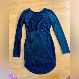 Long sleeve black mini dress velvet sheer material small